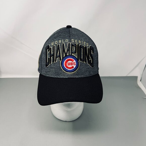 Cubs World Series‎ Champion 2016 Mens Hat One Size Gray Black New Era 39Thirty - Picture 1 of 8